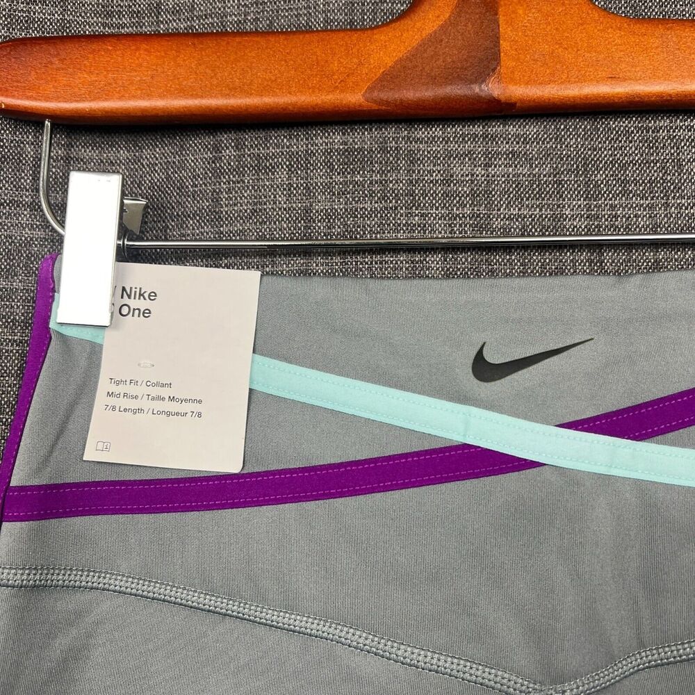 NWT Nike Womens Dri-fit One Mid-Rise 7/8 Taped Leggings Sz S Workout Training - Picture 7 of 11